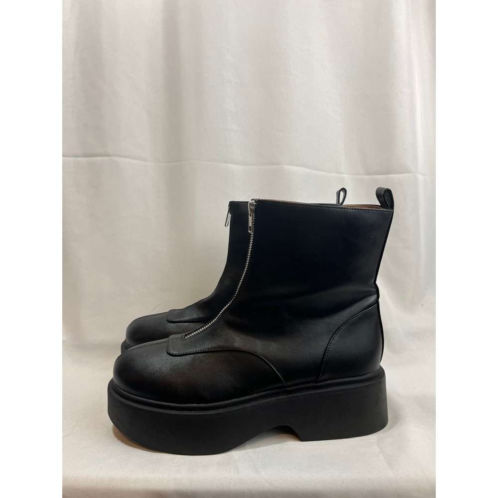 Wild Fable Womens Black Front Zip Platform Ankle Boots Memory‎ Foam Size 10